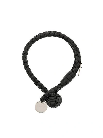 Shop Bottega Veneta Intrecciato Weave Nappa Bracelet In Black