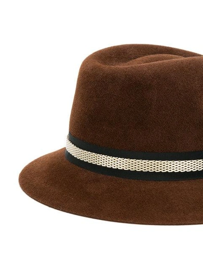 Shop Lanvin Embellished Mesh Chain Hat In Brown