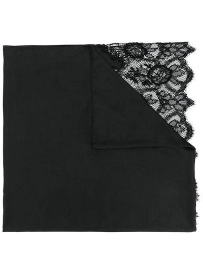 Shop Valentino Garavani Lace-paneled Plissé Scarf