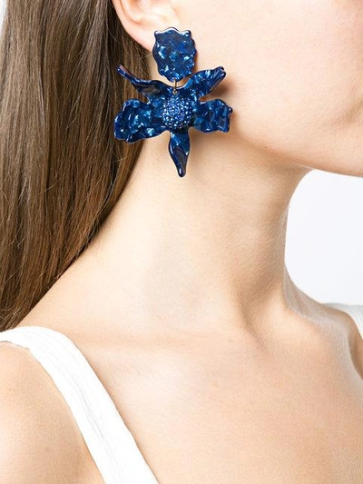Shop Lele Sadoughi Crystal Lily Earrings In Blue