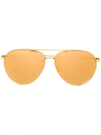 Shop Linda Farrow Aviator Sunglasses In Metallic