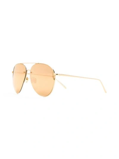 Shop Linda Farrow Aviator Sunglasses In Metallic