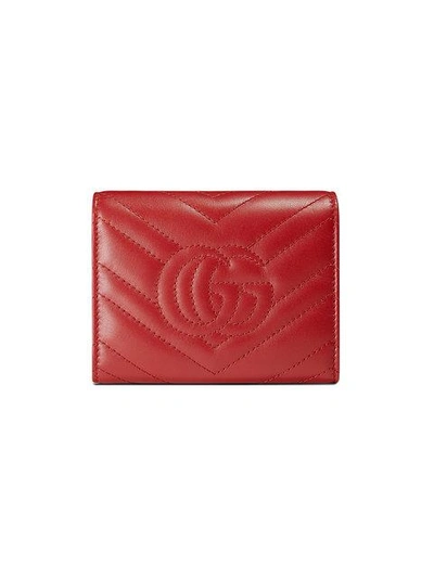 Shop Gucci Gg Marmont Matelassé Wallet In Red