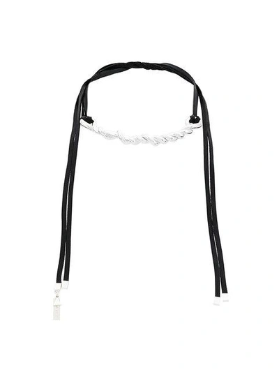 Shop Coup De Coeur Twist Leaf Choker Necklace In Black