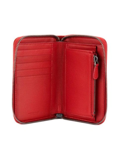 Shop Bottega Veneta China Red Intrecciato Nappa Zip-around Wallet