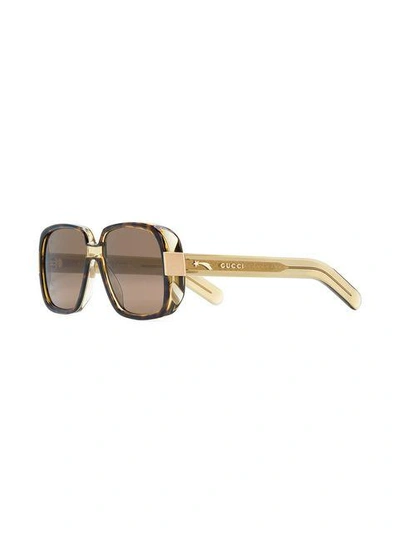 Shop Gucci Eyewear Tortoiseshell Oversized Sunglasses - Brown