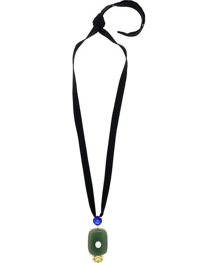 Shop Marni Pearl Pendant Necklace - Black