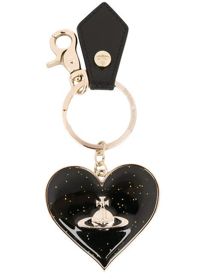 Shop Vivienne Westwood Orb Heart Keyring - Black