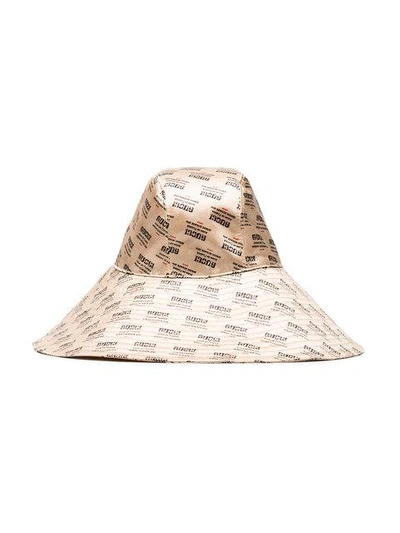 Shop Gucci Ivory Invite Print Silk Hat - Neutrals