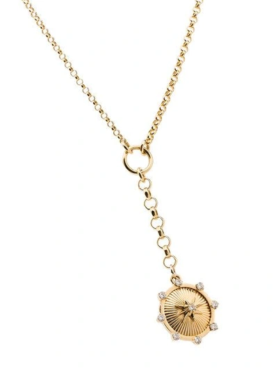 Shop Foundrae 18kt Yellow Gold Spark Medallion Small Belcher Chain Necklace In Metallic
