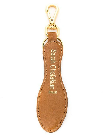 Sarah Chofakian Leather Keyring In Brown