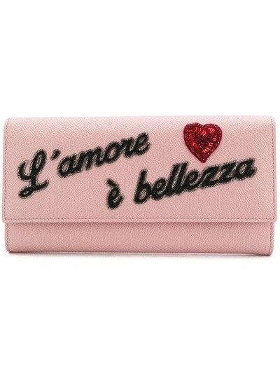 Shop Dolce & Gabbana Printed Embellishment Purse In Pink