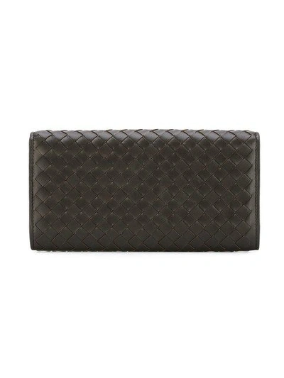 Shop Bottega Veneta Intrecciato Continental Wallet In Brown