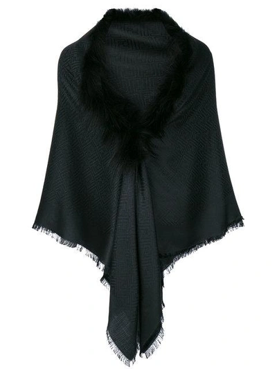 Shop Fendi Touch Of Fur Shawl In F0qa1 Black