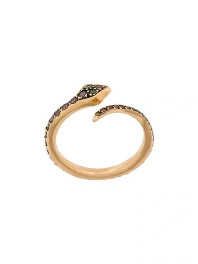 Shop Ileana Makri Big Snake Ring In Metallic