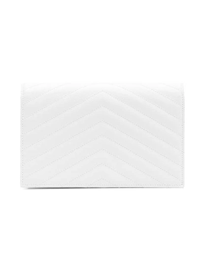 Shop Saint Laurent Monogram Chain Wallet - White