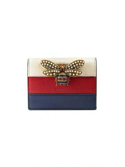 Shop Gucci Queen Margaret Leather Card Case In Blue