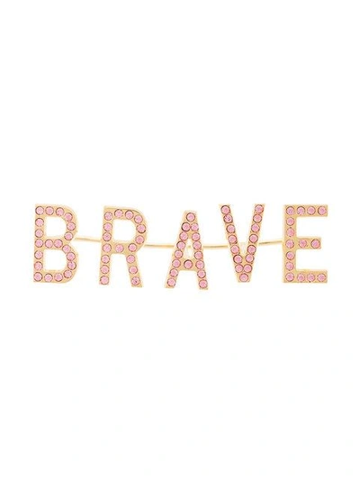 Shop Barbara Bologna Brave Slogan Ring - Metallic