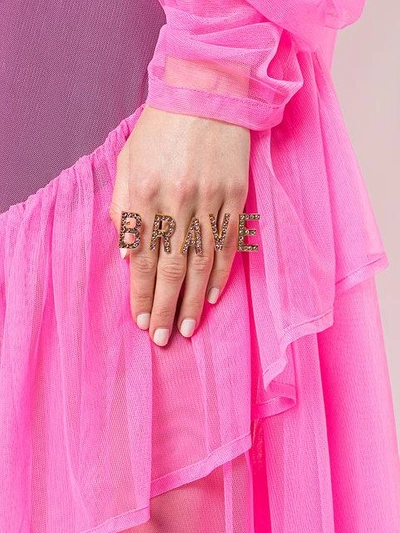 Shop Barbara Bologna Brave Slogan Ring - Metallic