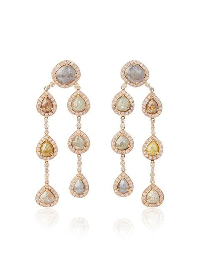 Shop Saqqara Brown Diamond Chandelier Earrings In Pink & Purple