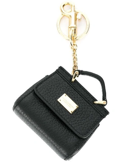 Shop Dolce & Gabbana St. Dauphine Bag Keyring In Black