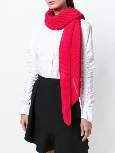 Shop Capucci Micro Pleated Scarf In Pink & Purple