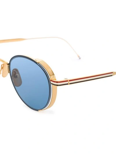 Shop Thom Browne Navy Enamel & 18k Gold Sunglasses In Blue
