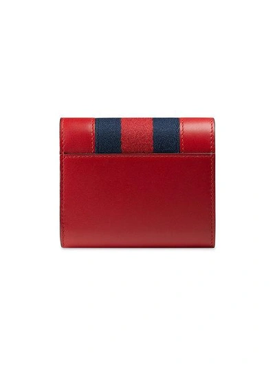 Shop Gucci Sylvie Leather Wallet In 6473 Rouge