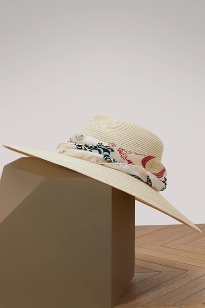 Shop Maison Michel Virginie Wide-brimmed Hat In Natural/multi