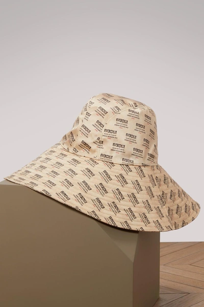 Shop Gucci Stamps Hat In Ivory/black