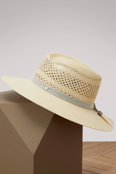 Shop Maison Michel Virginie Fedora Hat In Natural/blue