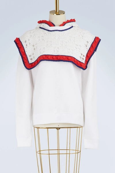 Shop Michaela Buerger Sweatshirt With Knitted Detailing In White