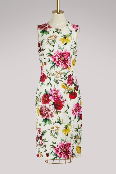 Shop Dolce & Gabbana Flowers Midi Dress In White