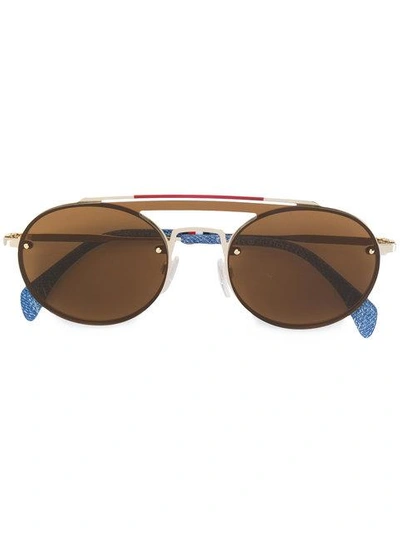 Shop Tommy Hilfiger Sonnenbrille Mit Jeans-besatz - Braun In Brown