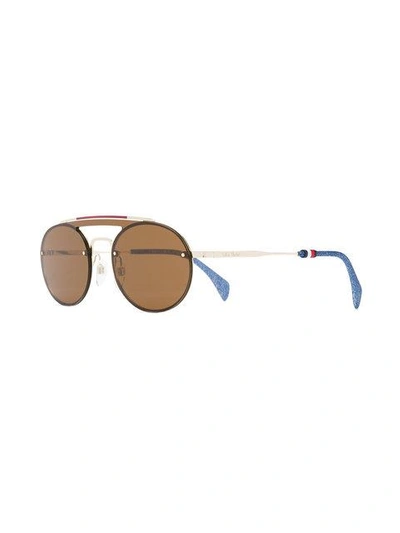 Shop Tommy Hilfiger Sonnenbrille Mit Jeans-besatz - Braun In Brown