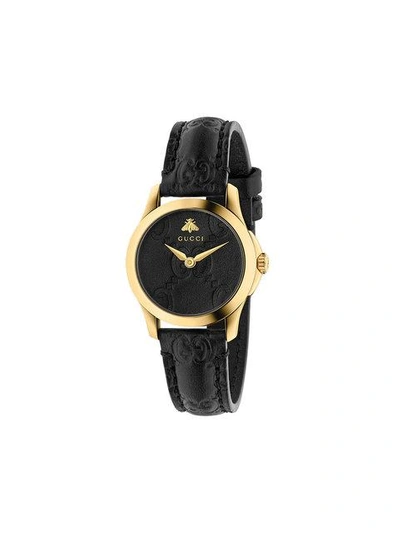 Shop Gucci G-timeless 27mm Watch In Black