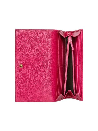 Shop Gucci Leather Continental Wallet With Butterfly In Pink
