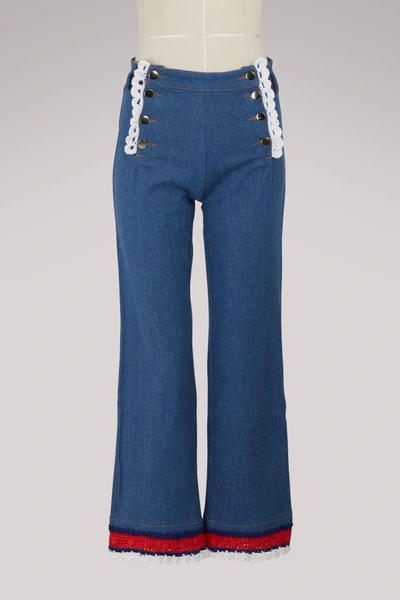 Shop Michaela Buerger Jeans With Knitted Detailing In Denim