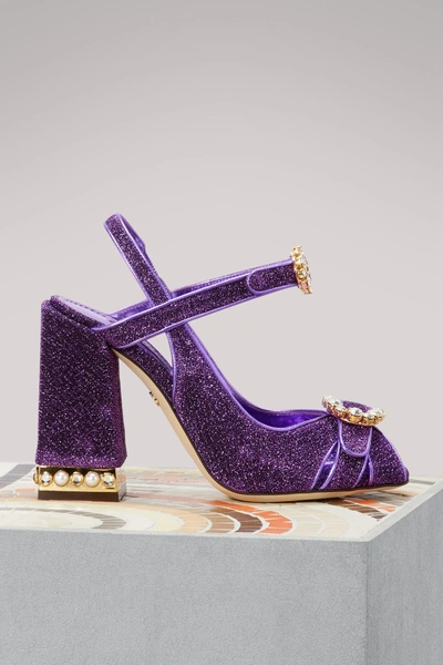 Shop Dolce & Gabbana Lurex Sandals In Purple