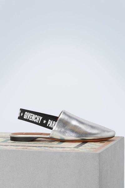 Shop Givenchy Revington Slingback Mules In Silver