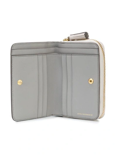 Shop Anya Hindmarch Smile Zip Around Wallet In Grey