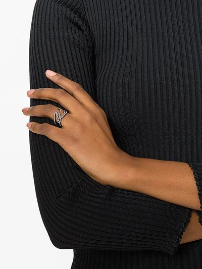 Shop Karl Lagerfeld Karl Signature Ring In Black