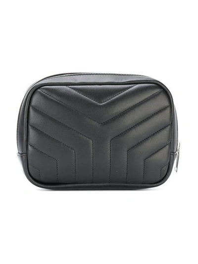 Shop Saint Laurent Zipped Monogram Cosmetic Bag In Black