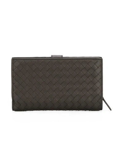 Shop Bottega Veneta Interlaced Leather Continental Wallet In Brown