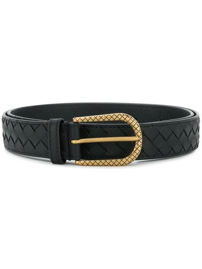 Shop Bottega Veneta Intrecciato Weave Belt In Black