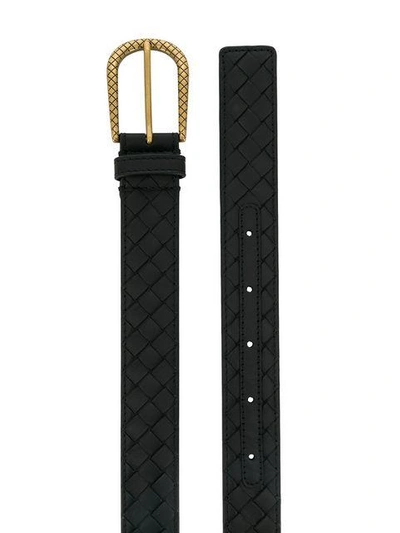 Shop Bottega Veneta Intrecciato Weave Belt In Black