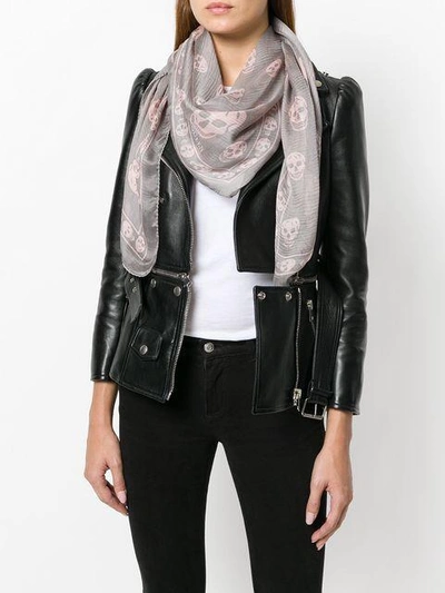 Alexander Mcqueen Classic Skull Printed Silk Chiffon Scarf In 1472