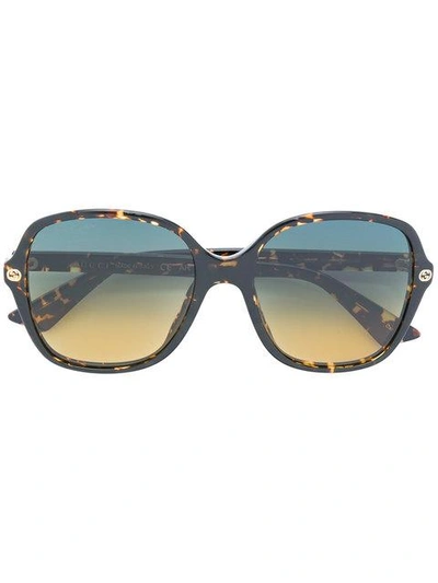 Shop Gucci Printed Frame Sunglasses In Brown