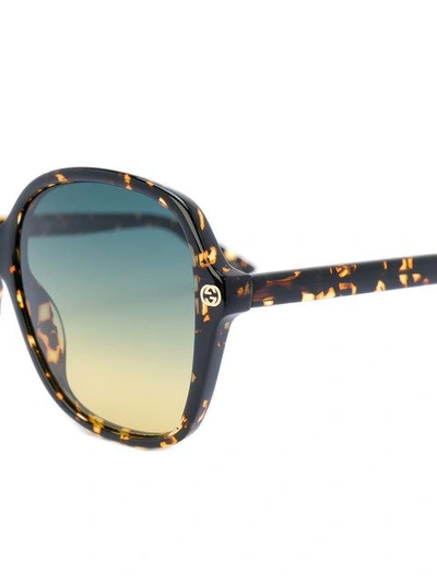 Shop Gucci Printed Frame Sunglasses In Brown