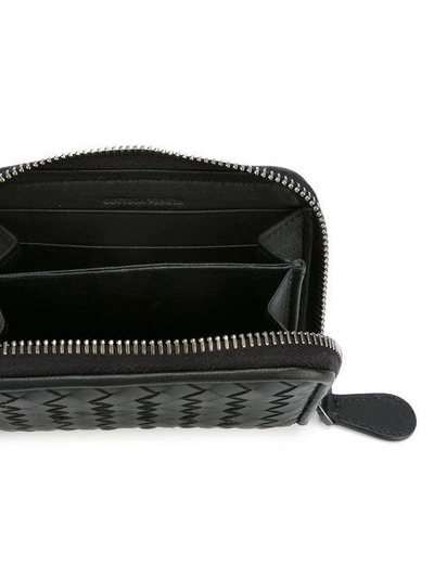 Shop Bottega Veneta Interlaced Leather Zipped Wallet In Black